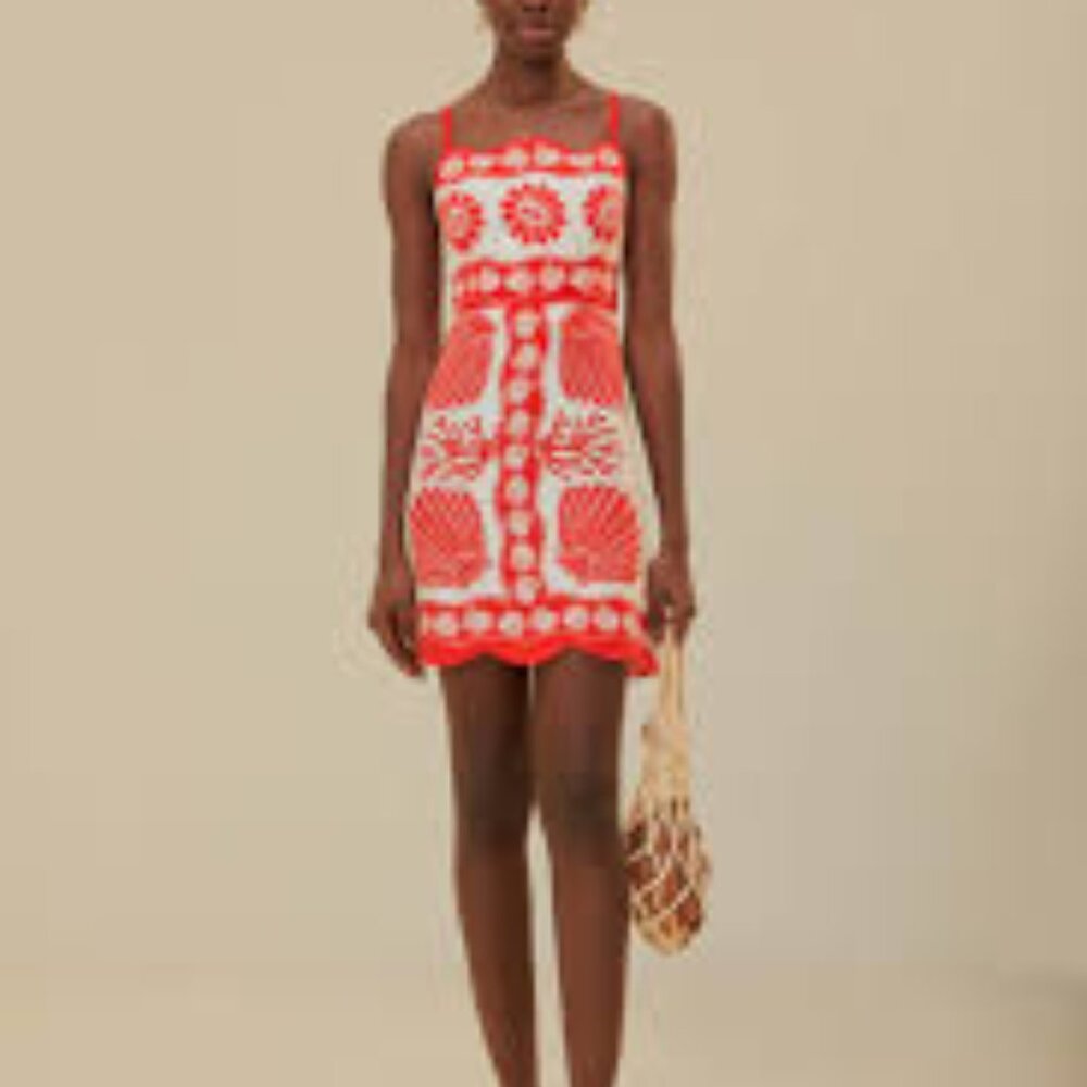 Farm Rio: white ainika shell euroflax™ premium linen mini dress